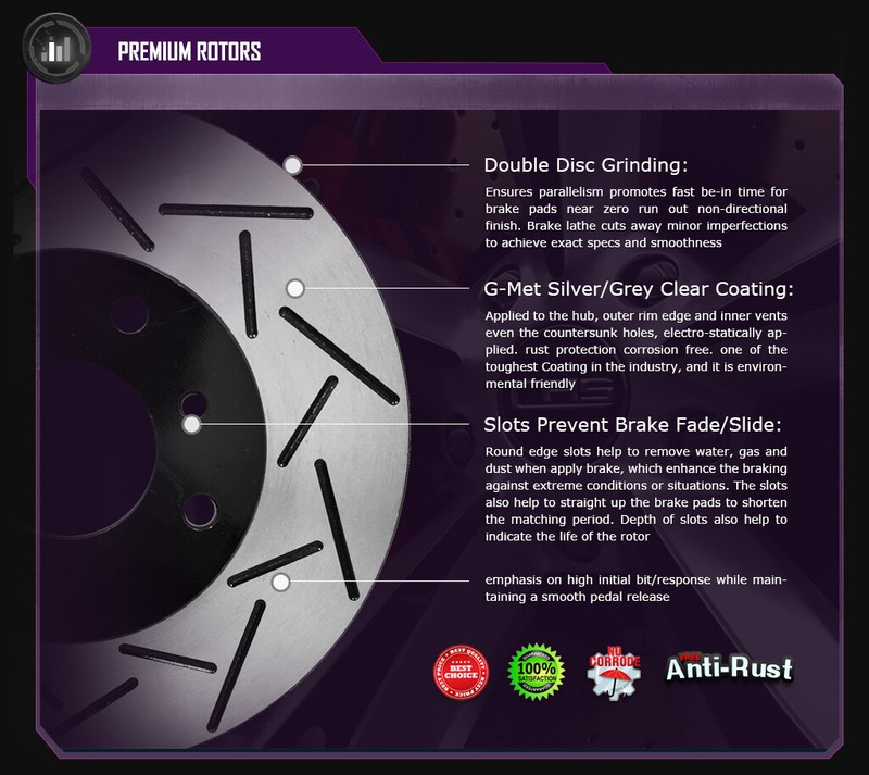 Duraplus Rear Coat T-Slot Brake Rotors Ceramic Pads EST-31583x-CRD1157-2 gallery