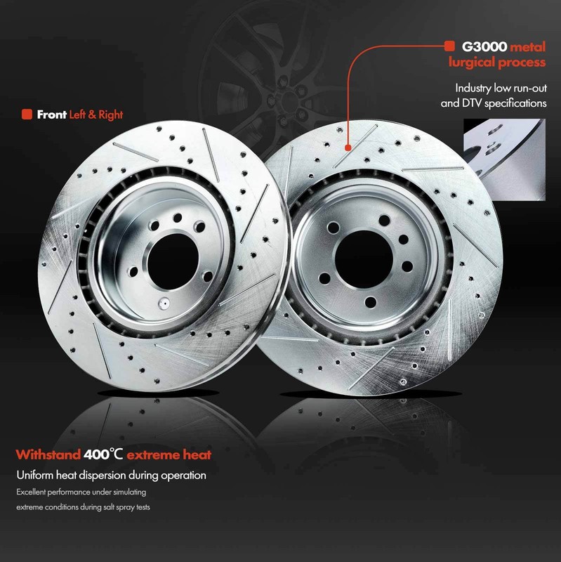 Front Drilled Brake Rotor & Ceramic Pad for Land Rover Range Rover LR4 Discovery gallery
