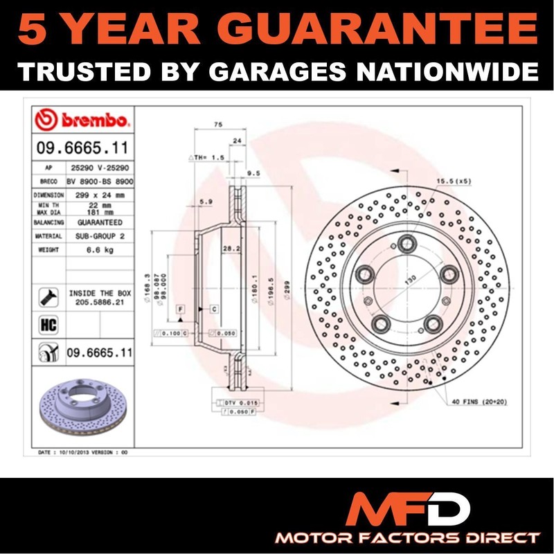 Fits Porsche 911 Cayman 3.4 3.6 3.8 + Other Models MFD Rear Brake Discs gallery
