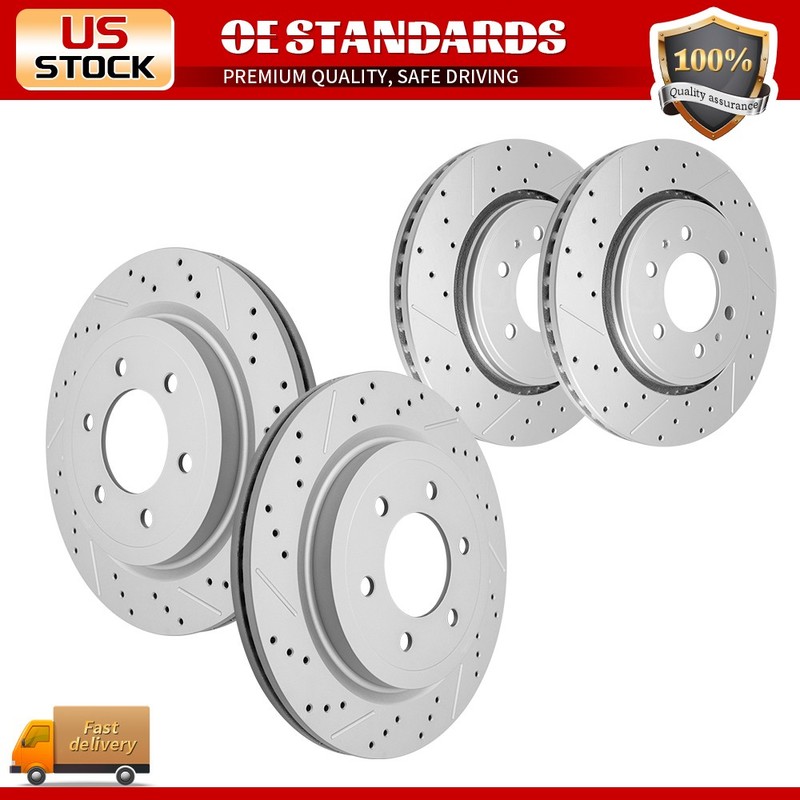 Front Rear Drilled Disc Rotors for Ford F-150 2018-2020 w/Electric Parking Brake