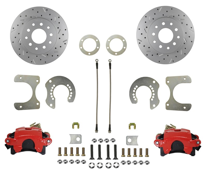 Leed Brakes RRC2001X Disc Brake Kit Rear Conversion Cross-drilled Slotted Rotors