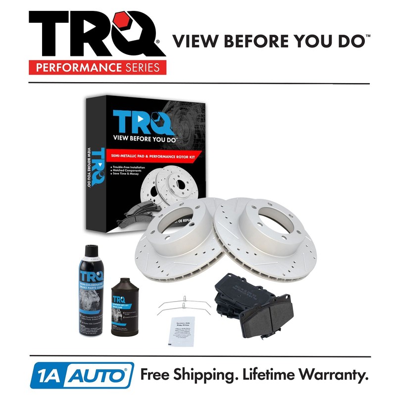 TRQ Front Metallic Brake Pad & Performance Coated Rotor Kit w/Chemicals