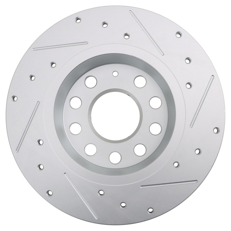 Rear Performance Drilled Slotted G-Coated Disc Brake Rotor Pair for Audi VW gallery