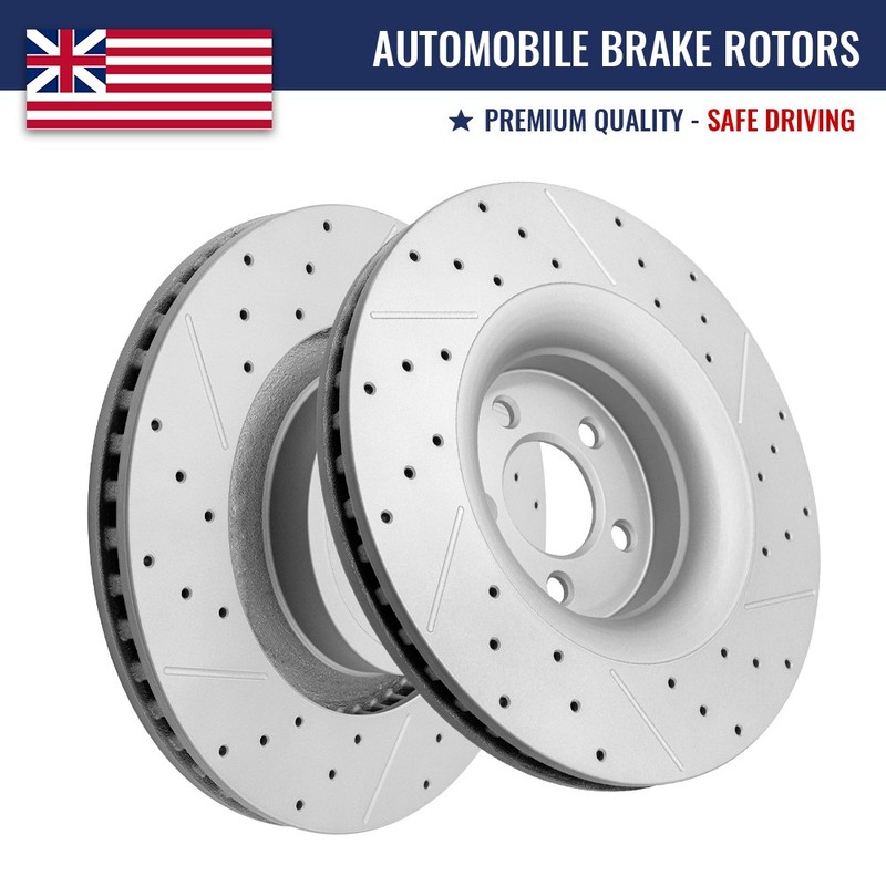 Front Drilled Slotted Disc Brake Rotor Set for 2015-2023 Ford Mustang