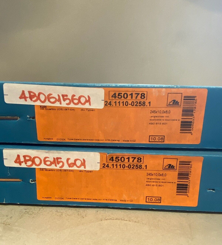 ATE Audi A6 Quattro 1998-2001 Pair of 245mm Rear Brake Rotors; OE # 4B0-615-601 gallery
