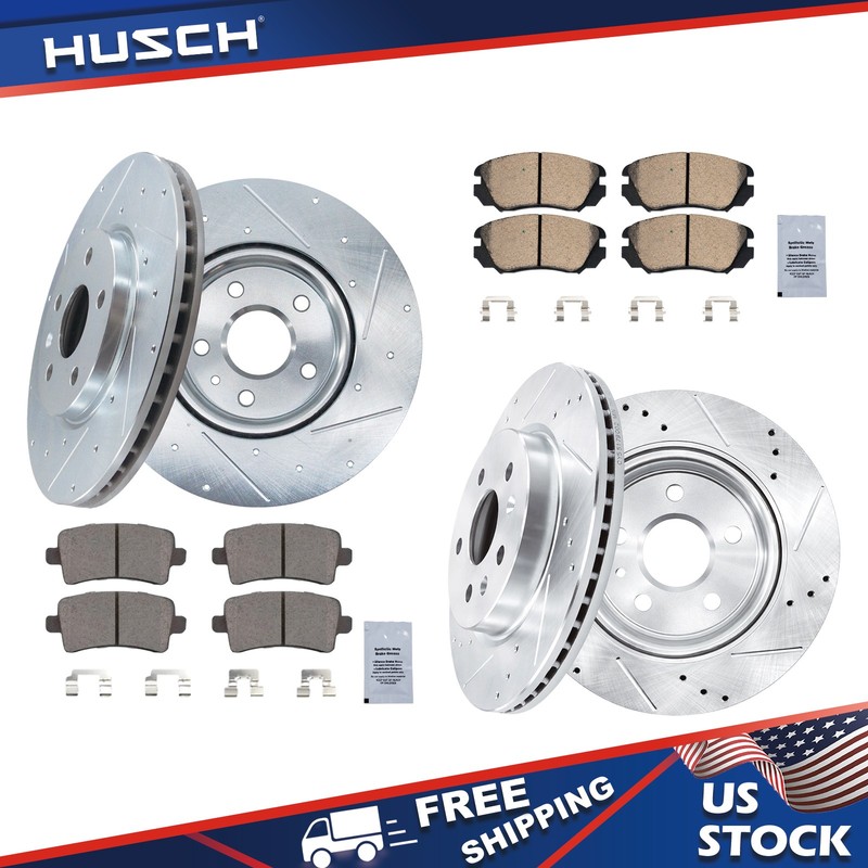 Front Rear Drilled Disc Rotors Brake Pads Kit for LaCrosse Regal Impala Malibu