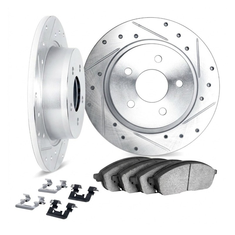 For Mercedes-Benz G500 2002-2018 Rotor Set Rear | Silver | Drilled and Slotted gallery