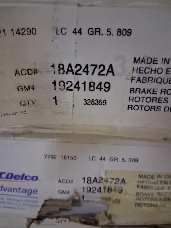Disc Brake Rotor New Genuine GM OEM 19241849