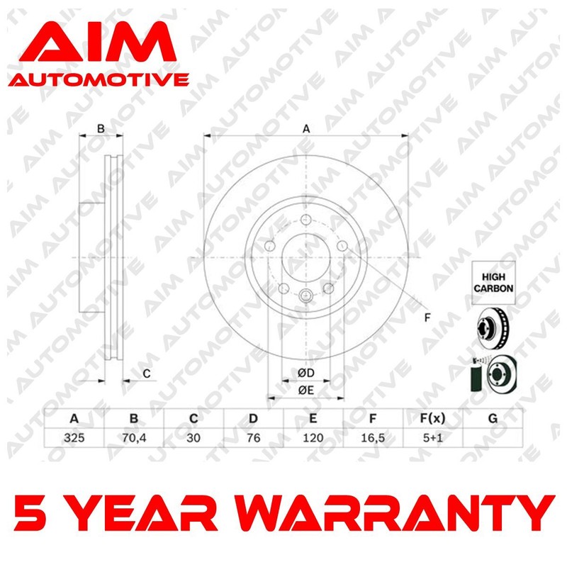 Brake Disc Front AIM Fits VW Crafter 2016-2024 2.0 TDi 2N0615301B