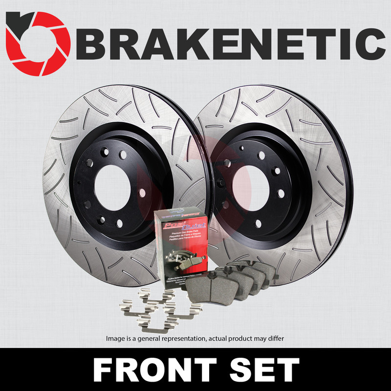 FRONT BRAKENETIC Premium GT Slot Brake Rotors + Ceramic Pad 55.40104.31