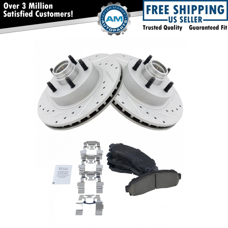 Performance Brake Rotor Drilled Slotted Coated & Ceramic Pad Front Kit