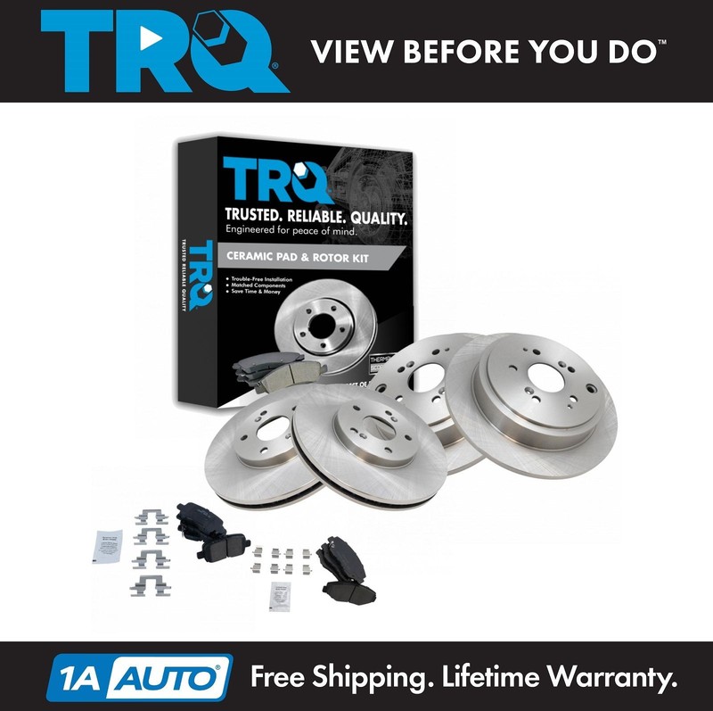 TRQ Brake Pad & Rotor Kit Ceramic Front & Rear for 03-08 Honda Pilot NEW
