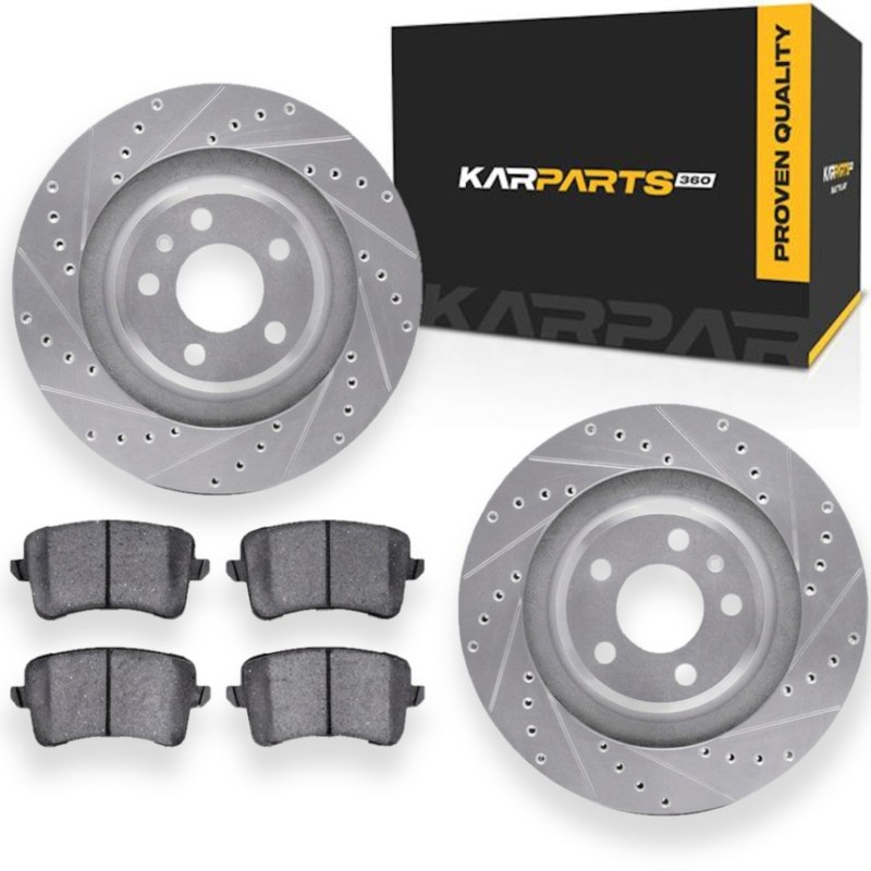 For Audi S5 2008-2017 Rotor Set | Silver | Drilled And Slotted Rotor Style