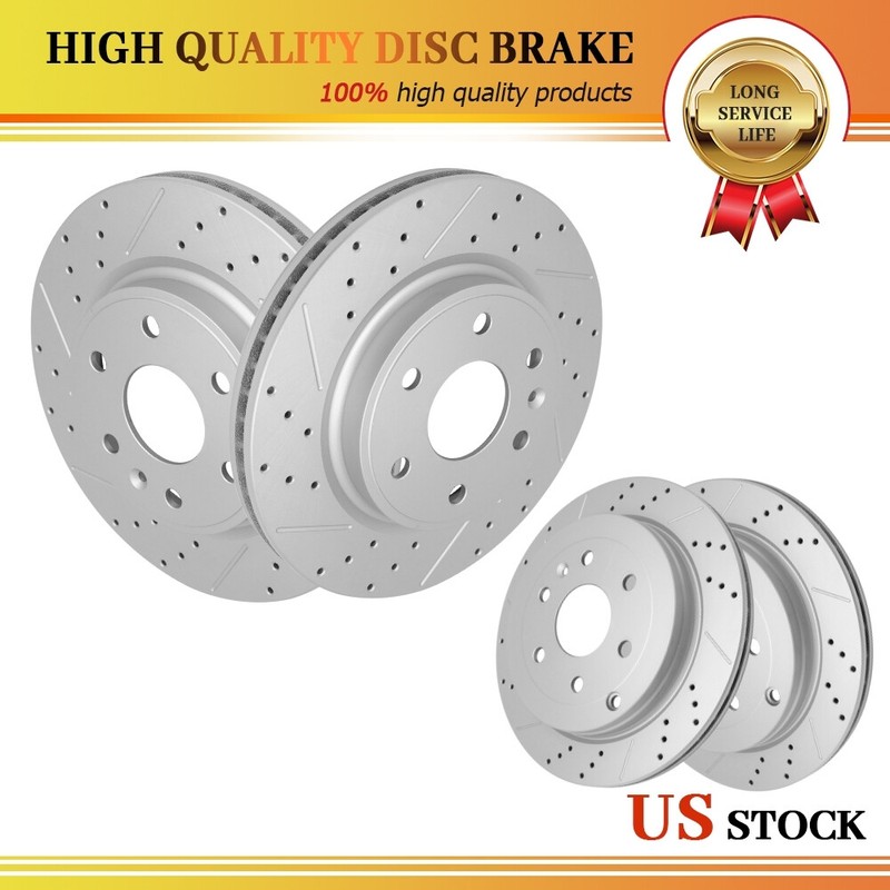 Front Rear Drilled Brake Rotors For Chevrolet Traverse GMC Acadia Buick Enclave