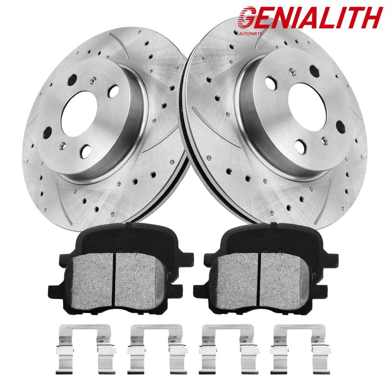 255mm Front Drilled Disc Brake Rotors Ceramic Pads for Toyota Corolla 1998-2002