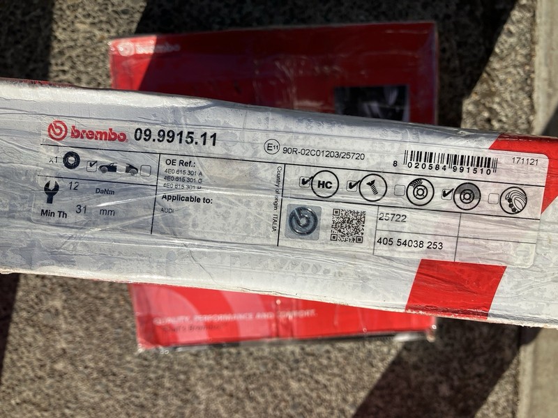 04-10 Audi A8 D3 Front Brake Rotor 09-11 A6 S6 C6 Quattro Brembo 09.9915.11 PAIR gallery