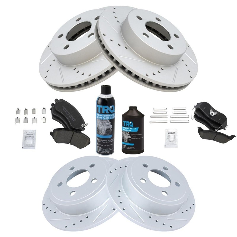 TRQ Performance Brake Rotor Ceramic Pad Front Rear Kit w/Chemicals gallery