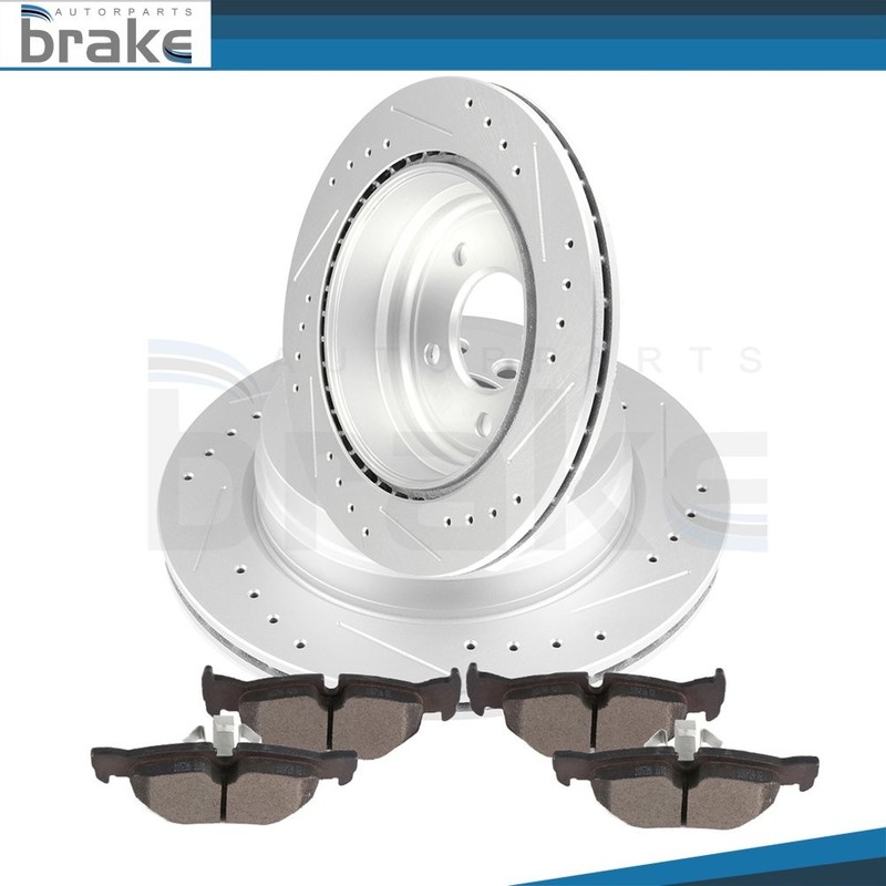 Rear Slot Brake Rotors Ceramic Pads Fits 2006 BMW 325xi 2007-2013 328i