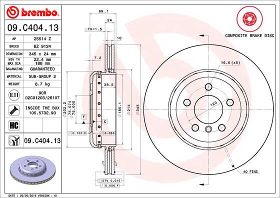 Brembo Rear Brake Disc Fits BMW 5 Series 6 7 34216775289 34206894381 gallery