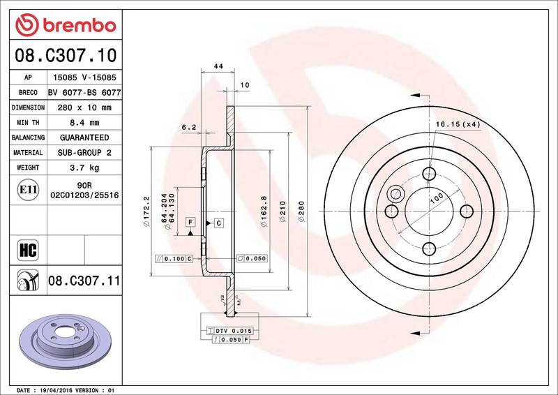 2x Brake Discs Pair Solid fits MINI ONE R56 1.4 Rear 06 to 10 N12B14A 280mm Set gallery