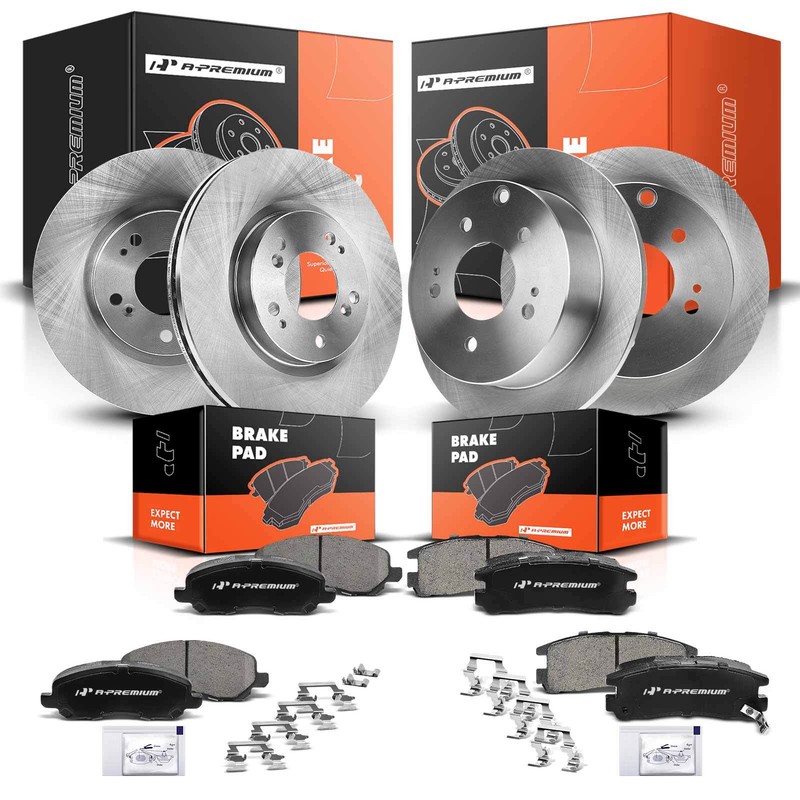 Front&Rear Disc Rotors & Ceramic Brake Pads for Mitsubishi Eclipse 06-12 L4 2.4L