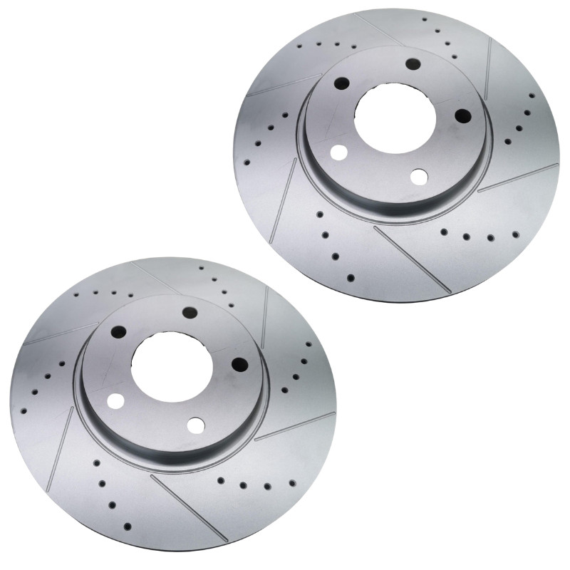 Performance Front Brake Discs Drilled & Grooved For Nissan Elgrand E51 02-10