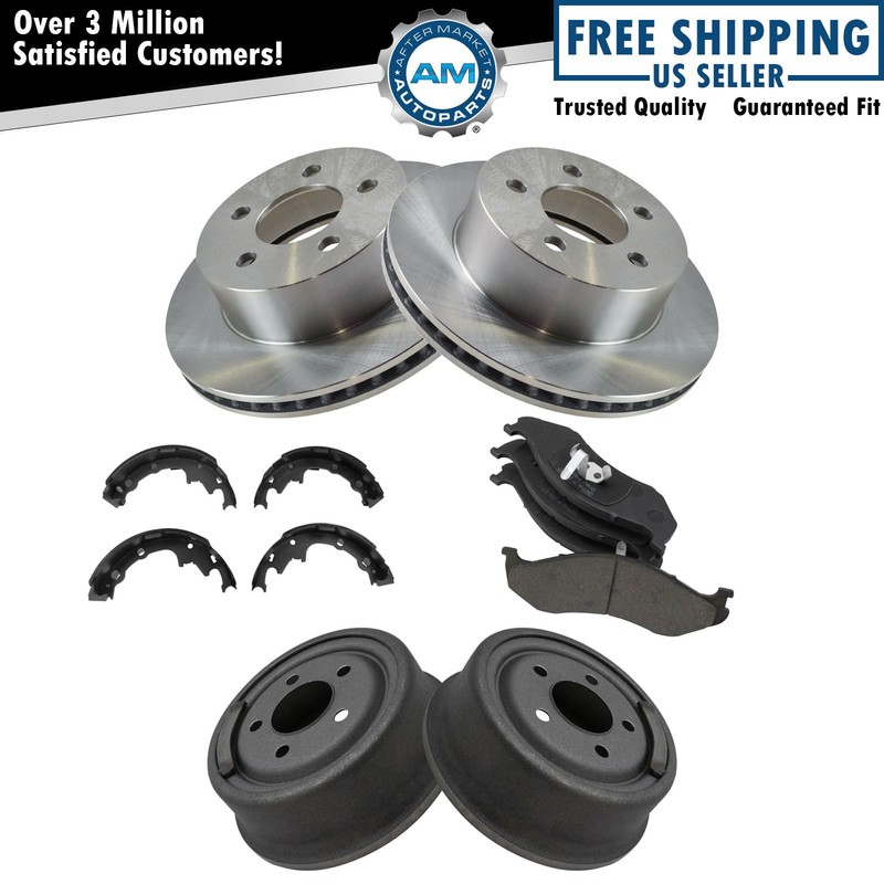 Disc Brake Rotor Ceramic Pad Drum & Shoe Front & Rear Kit for Jeep Wrangler New