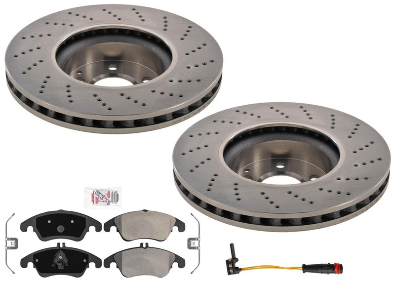 Cross Drilled Front Brake Disc Rotors Pads fits Mercedes Benz C350 2008-2015