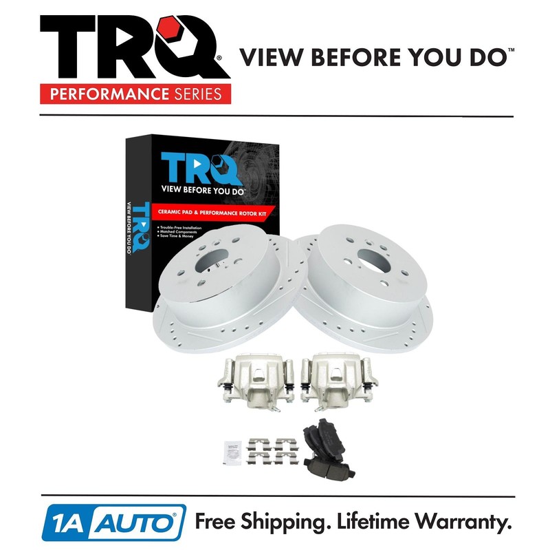 TRQ Rear Ceramic Pads Performance Rotors & Calipers for 04-10 Sienna New