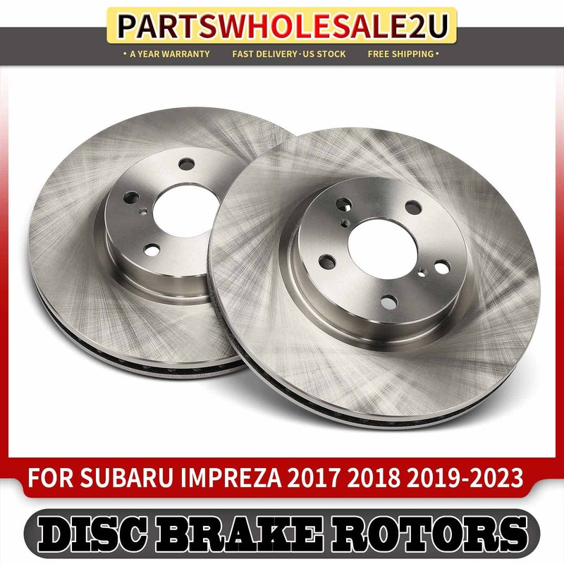 New Front Driver & Passenger Side Disc Brake Rotors for Subaru Impreza 2017-2023