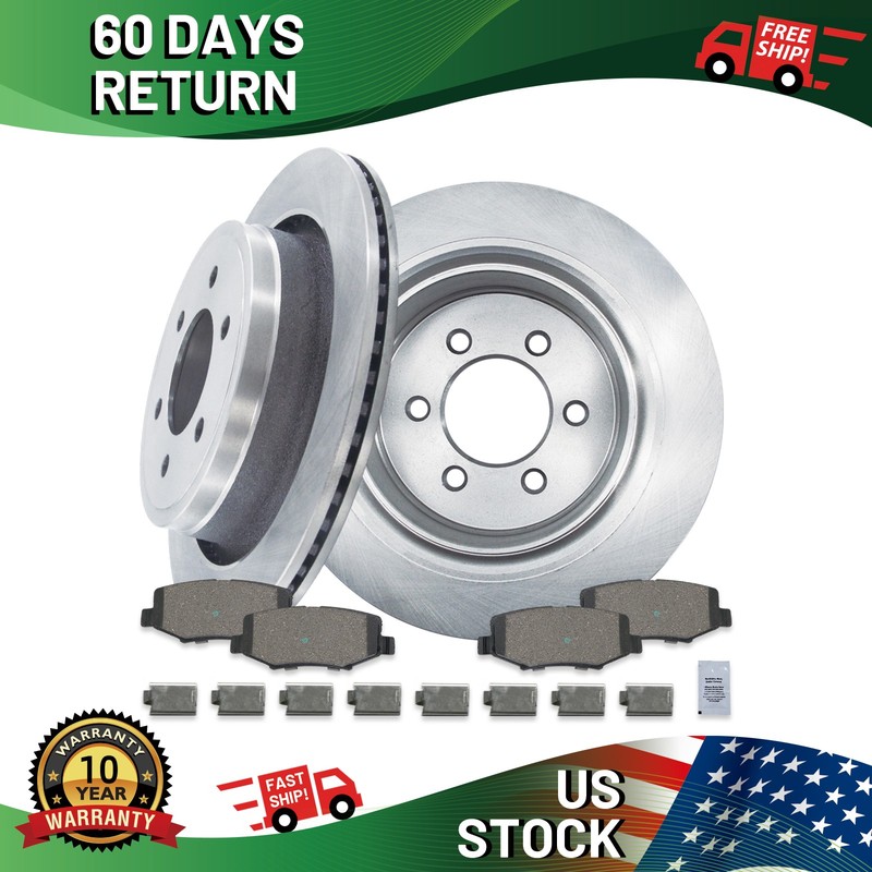 Rear Brake Rotors & Ceramic Pads Kit for 2007-2017 Jeep Wrangler JK