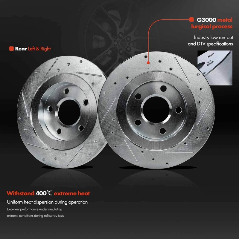 2pcs 297.7mm Rear Drilled Brake Rotors for Cadillac Seville 98-04 Buick Pontiac gallery