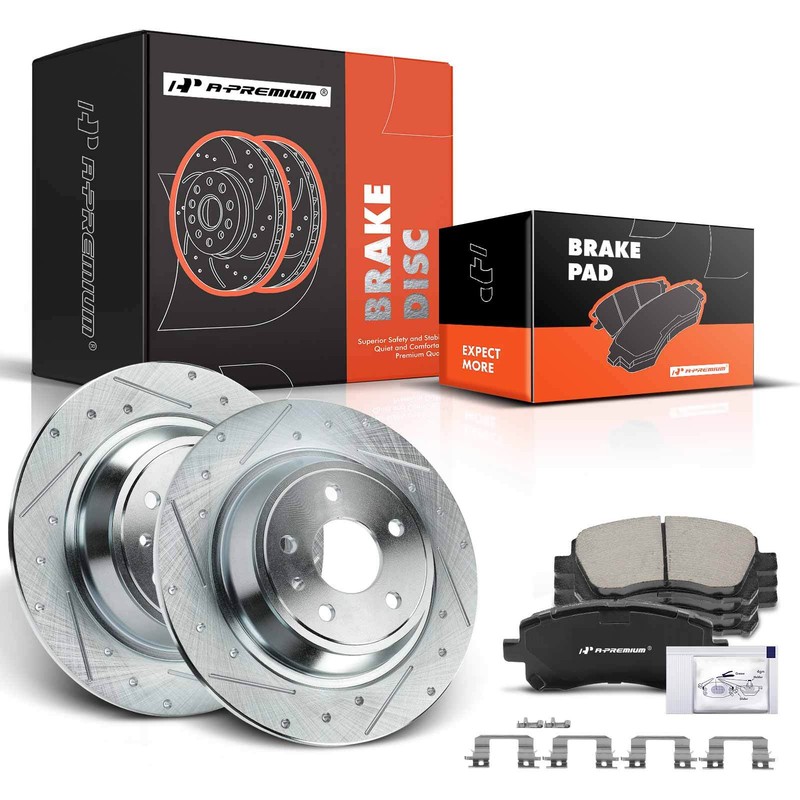 A-Premium Front Drilled Brake Rotors & Ceramic Pads for Subaru Outback 2001-2002