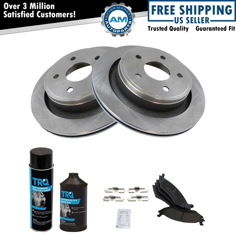 Semi-Metallic Brake Pad & Rotor Kit Rear w/ Fluids for Dodge Ram 1500 Truck