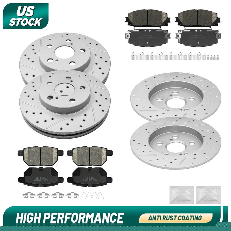 For Toyota Prius Plug-In CT200h Front Rear Drilled Brake Rotors +Ceramic Pads