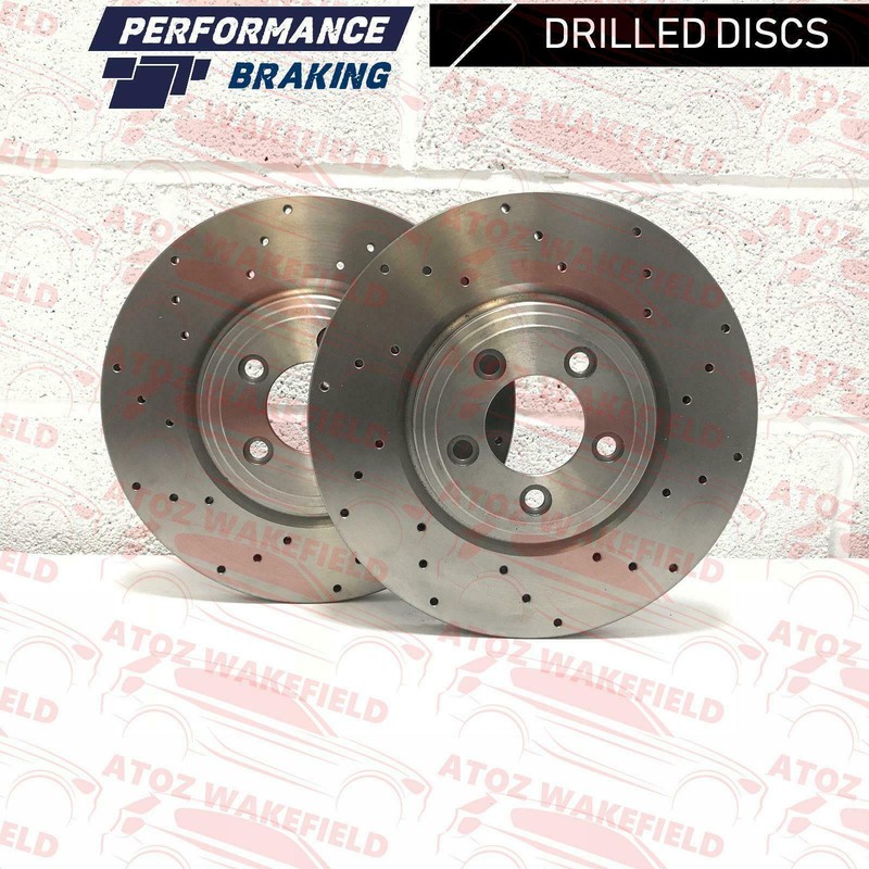 FOR MITSUBISHI LANCER EVO X EVO 10 FRONT PERFORMANCE DRILLED BRAKE DISCS PAIR X2