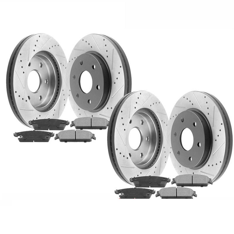 Front Rear Drilled Brake Rotors and Brake Pads For Ford F-150 6 Lugs Rotor