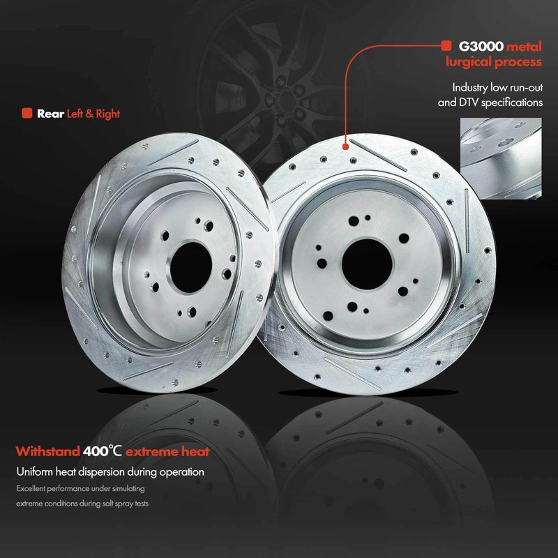 New Rear Drilled Brake Rotors & Brake Pads for Honda Odyssey 2002-2004 V6 3.5L gallery