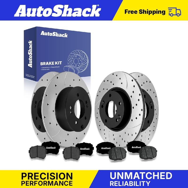 Front Rear Drilled Slotted Brake Rotors Premium Pads for Kia, Forte 2010-2013