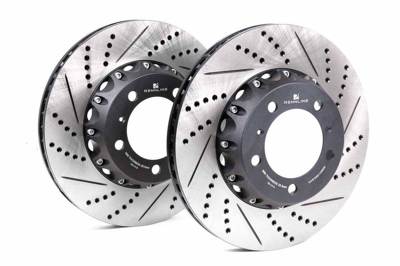 Rennline 2pc Rotor Semi Float Slot Fr R/L 330x28mm Fits 991/Carrera/Carrera4
