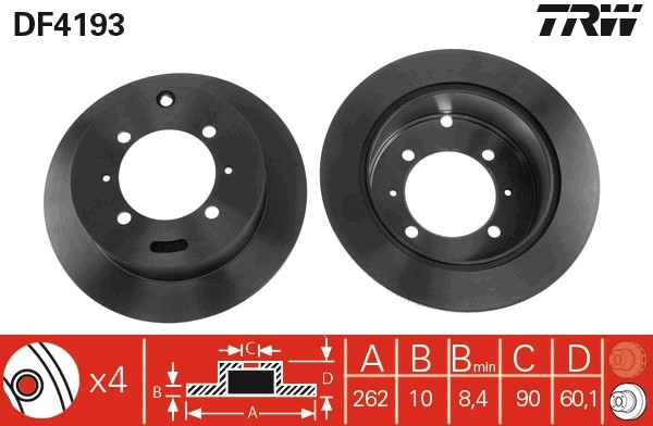 TRW DF4193 Brake Disc for HYUNDAI,KIA,MITSUBISHI,PROTON