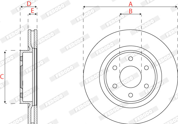 Ferodo 2x Front Brake Disc Vented Fits Nissan NP300 Navara Pickup gallery