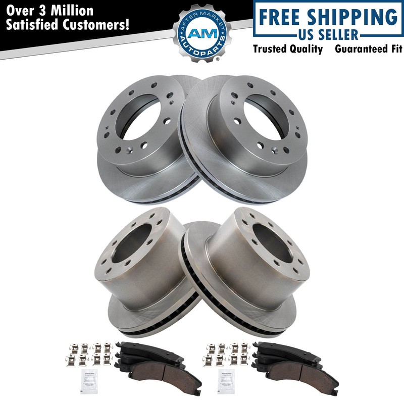 Front & Rear Brake Pad & Rotor Kit Ceramic Fits 11-19 Chevrolet GMC