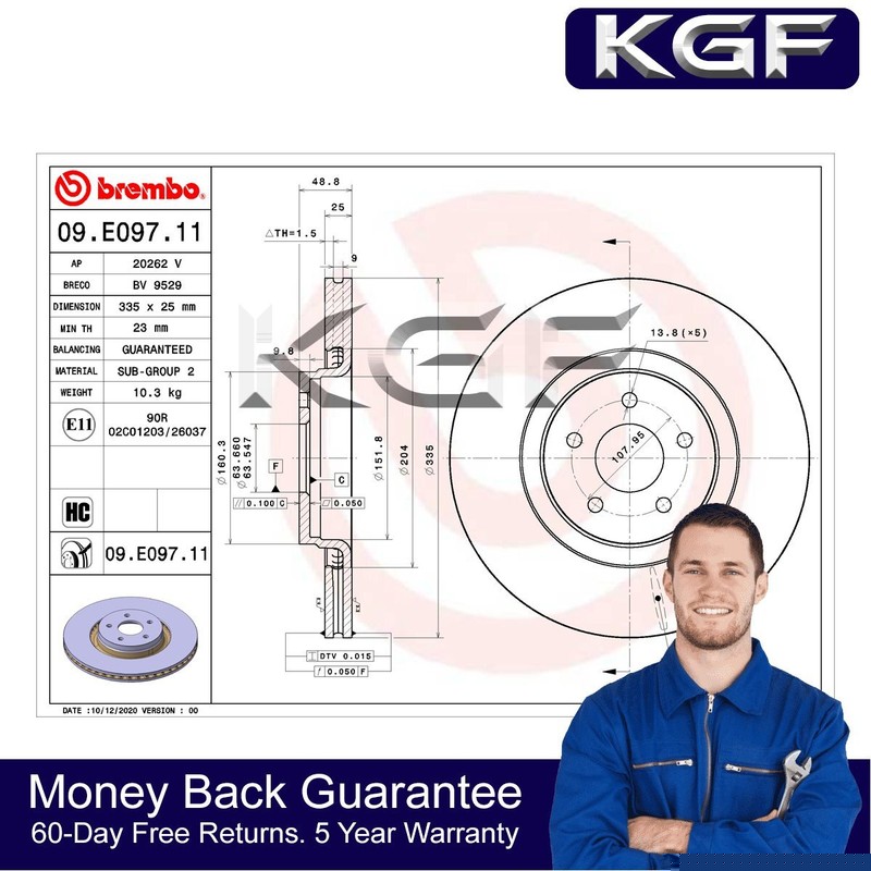KGF Front Brake Disc Fits Ford Focus 2012-2020 2.0 dCi + Other Models