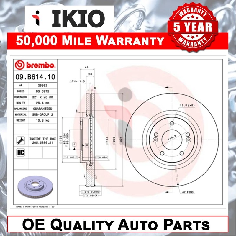 Fits Hyundai Santa Fe 2009- Kia Sorento 2009-2020 Brake Disc Front Ikio gallery