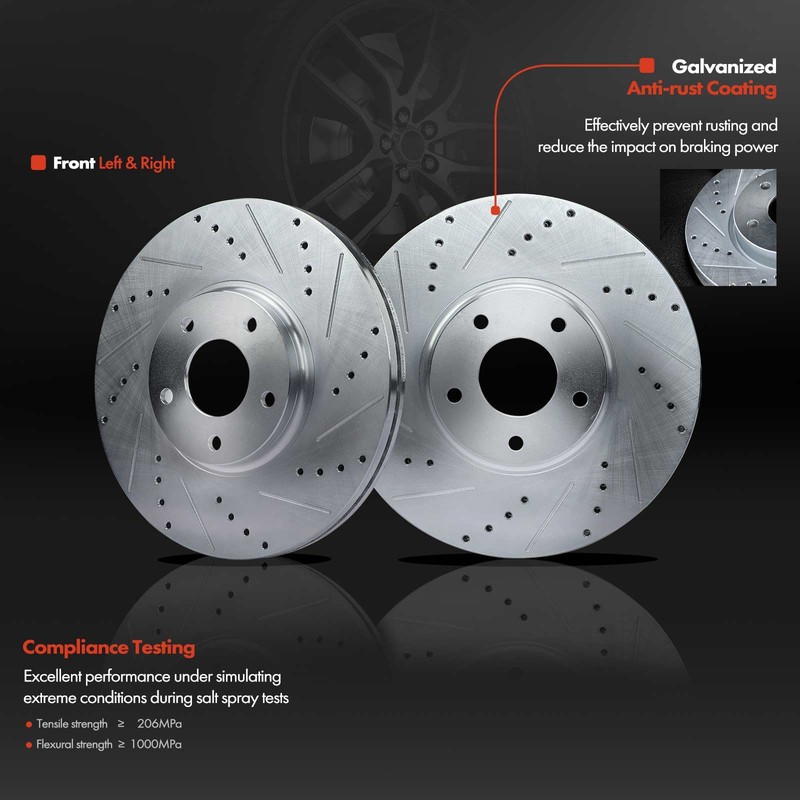 12Pcs Front & Rear Drilled Brake Rotors & Brake Pads for Nissan Pathfinder 05-12 gallery