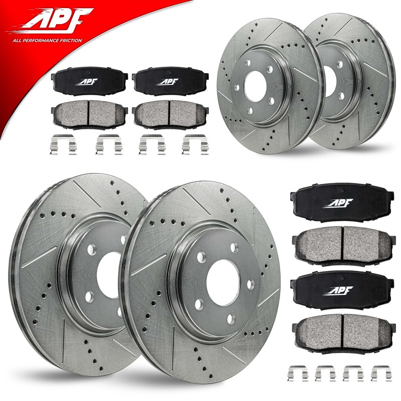 Front & Rear Zinc Drill/Slot Brake Rotors + Pads for Honda Prelude 1997-2001