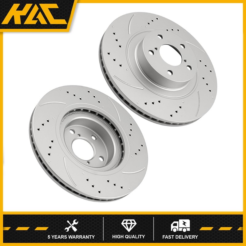 2x Front Drilled & Slotted Disc Brake Rotors Fits Subaru Forester Outback 31407