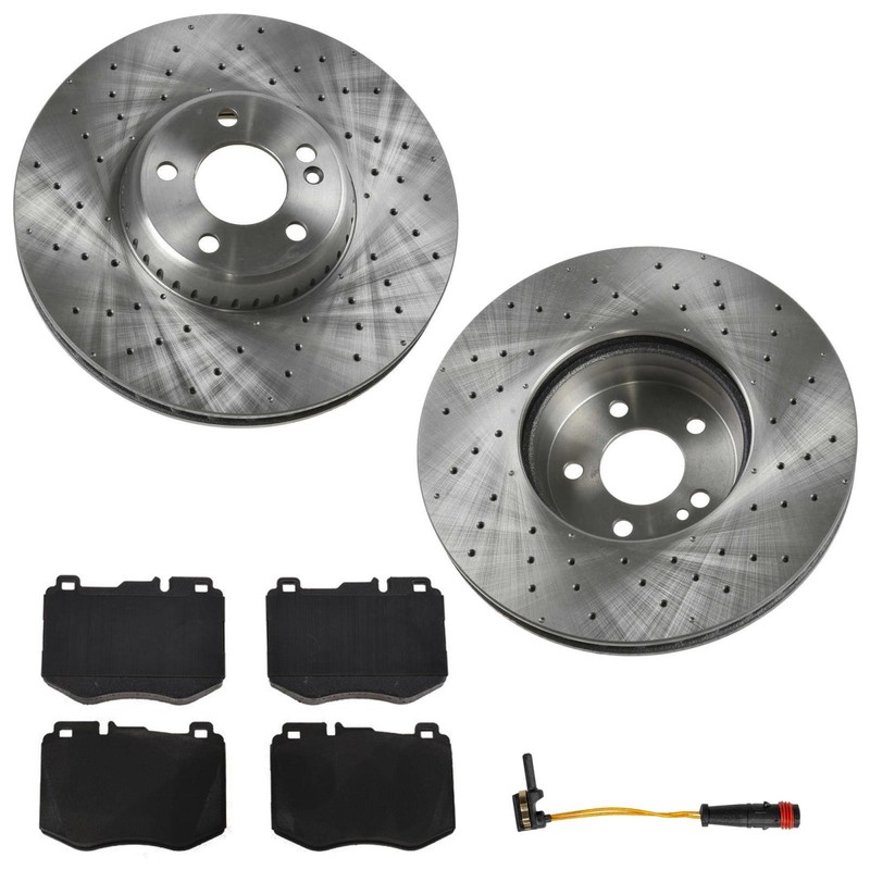 Front Disc Brake Rotors EPS Pads For Mercedes Benz C300 AMG Sport Package 15-21