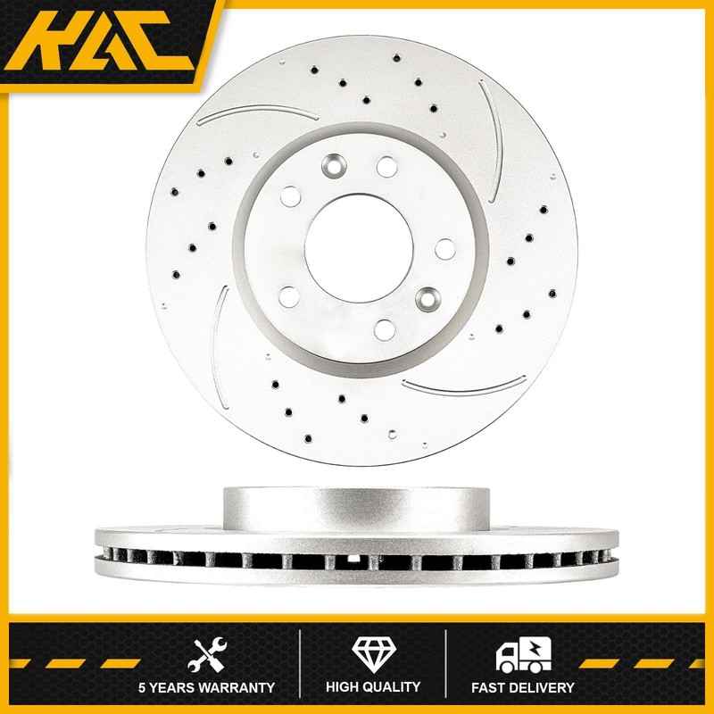 Set of 2 299mm Drilled Slotted Front Brake Rotors For 2007-2012 Lincoln MKZ